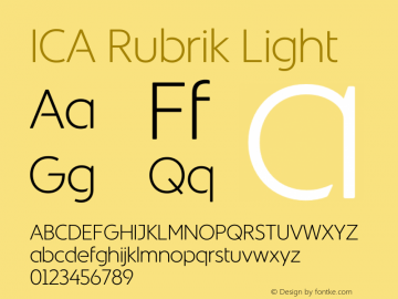 Przykład czcionki ICA Rubrik Skiss Regular