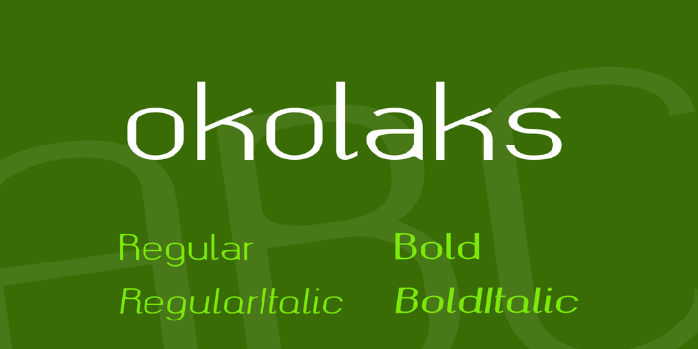 Przykład czcionki Okolaks Italic