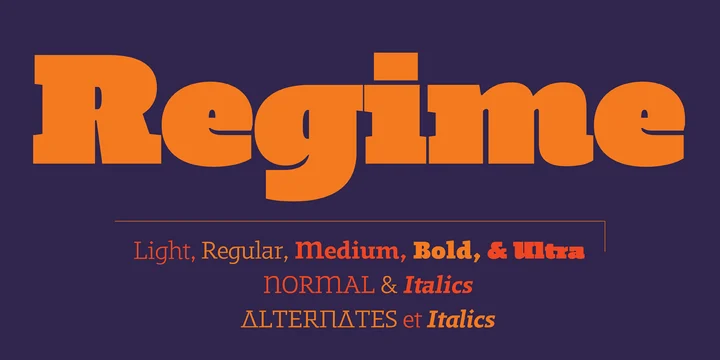 Przykład czcionki Regime Light Italic