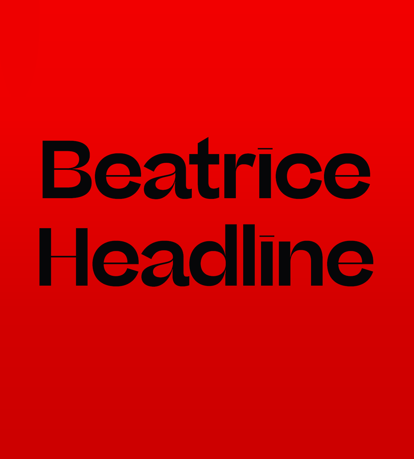 Przykład czcionki Beatrice Headline Extra bold Italic