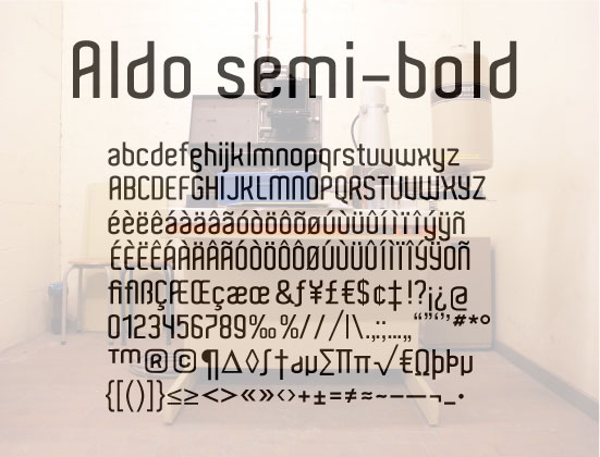 Przykład czcionki Aldo