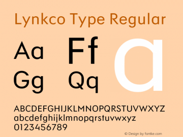 Przykład czcionki Lynkco Type