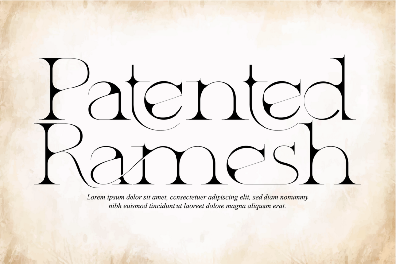 Przykład czcionki Patented Ramesh