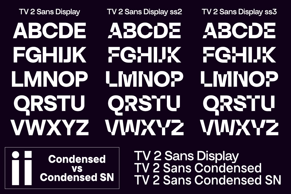 Przykład czcionki TV 2 Condensed SN Extra Light