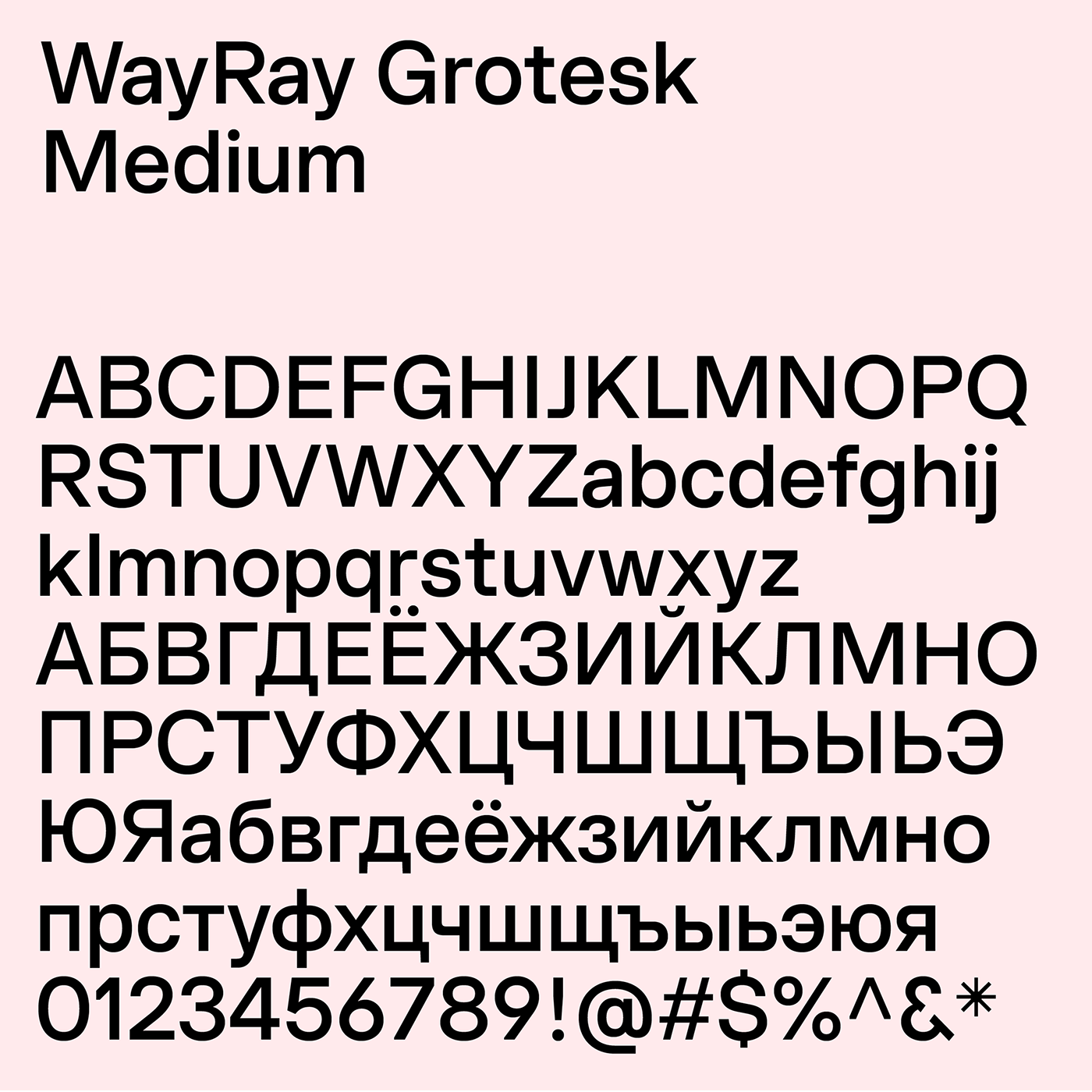 Przykład czcionki WayRay Grotesk Medium