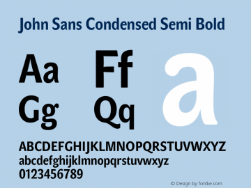 Przykład czcionki John Sans Condensed Medium