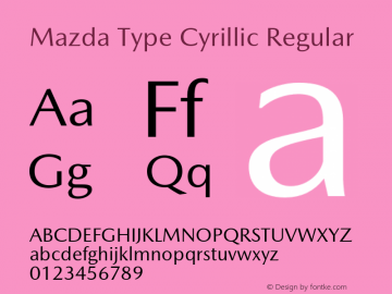 Przykład czcionki Mazda Type Cyrillic