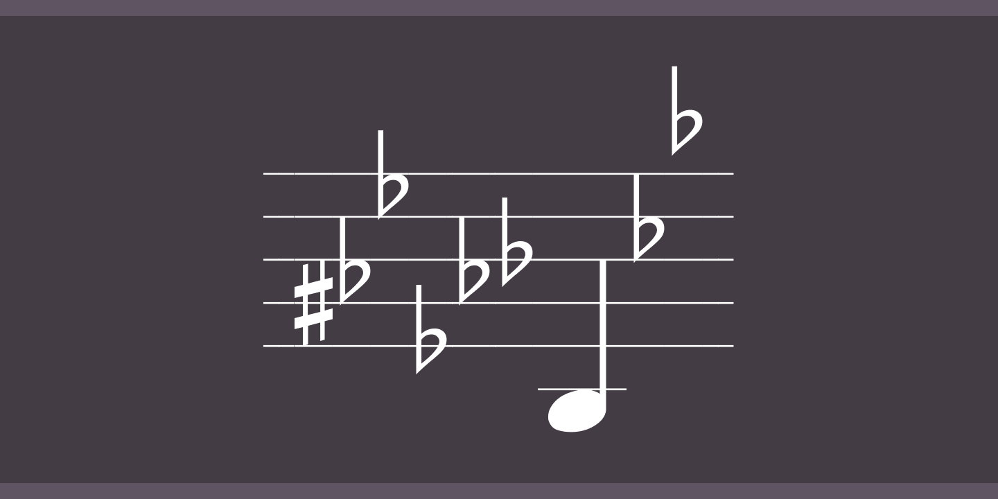 Przykład czcionki TypeMyMusic Notation