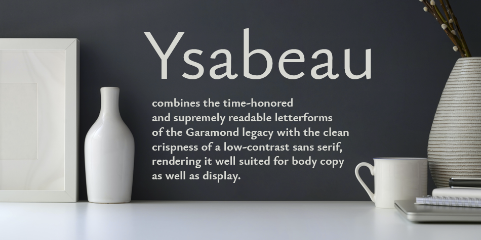 Przykład czcionki Ysabeau Office Light Italic