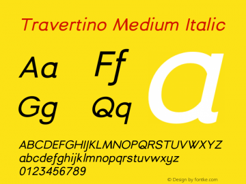 Przykład czcionki Travertino Italic