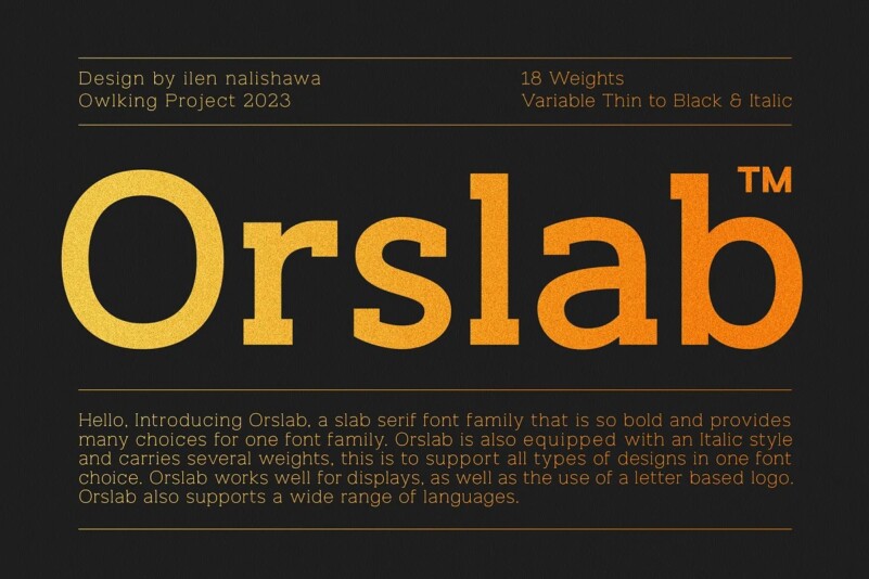 Przykład czcionki Orslab Italic