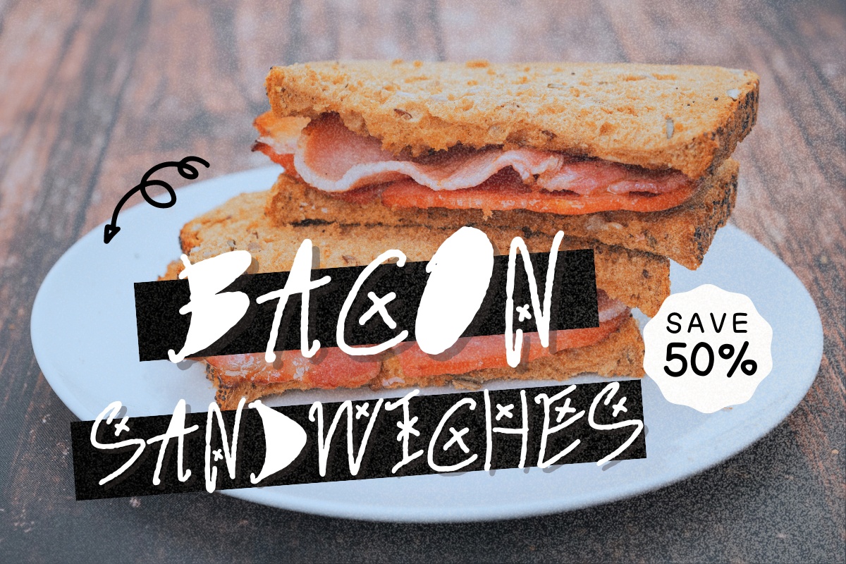Przykład czcionki Bacon Sandwiches Regular