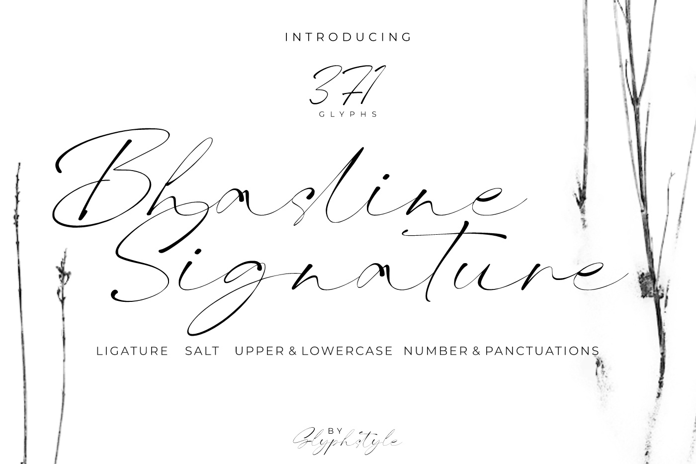 Przykład czcionki Bhasline Signature Regular