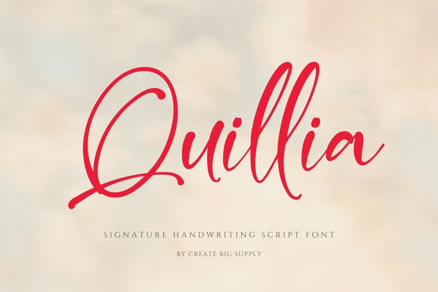 Przykład czcionki Quillia Regular
