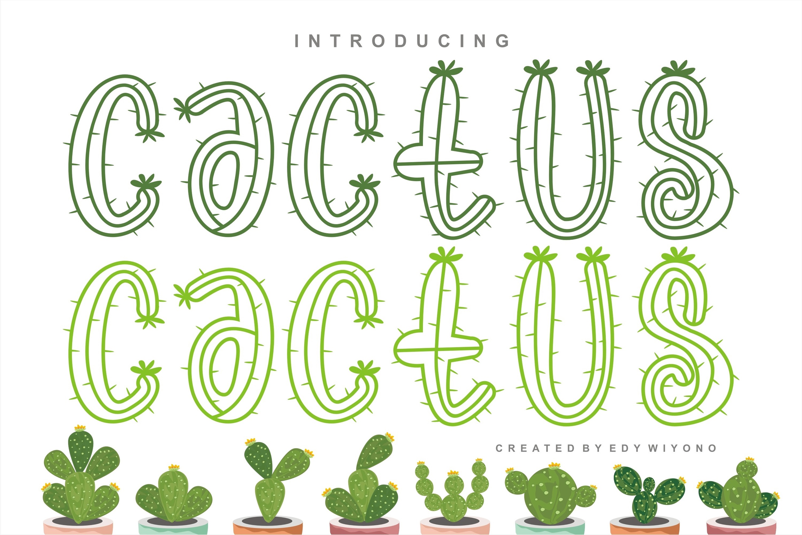 Przykład czcionki Cactus Plants