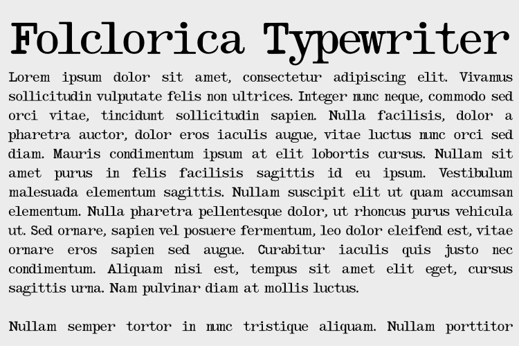 Przykład czcionki Folclorica Typewriter Regular