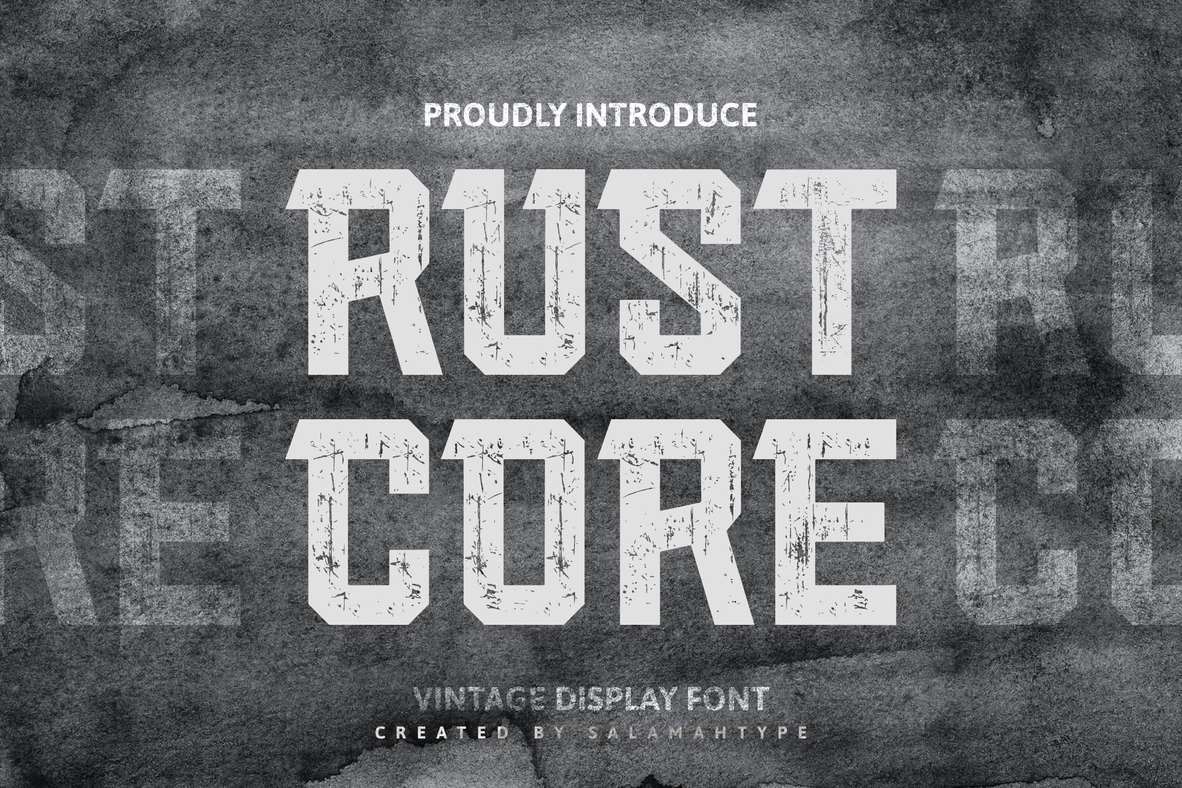 Przykład czcionki Rust Core StampSlant