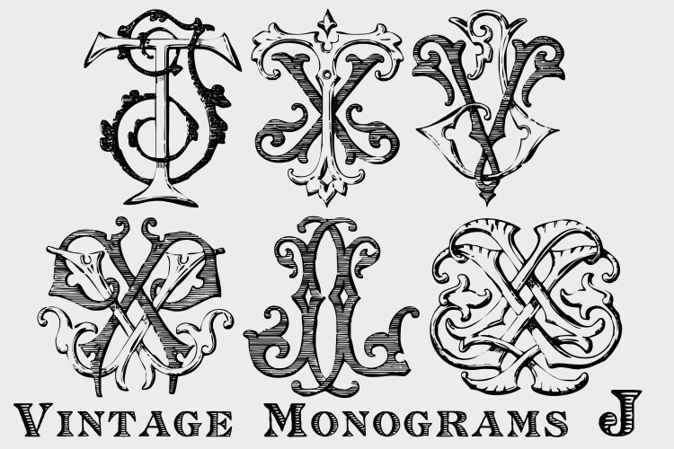 Przykład czcionki Monocracy Vintage Monograms J