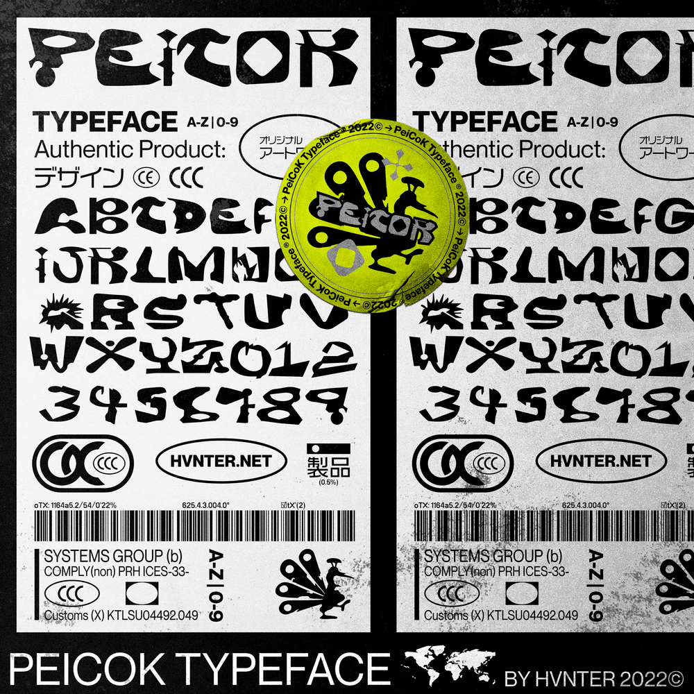 Przykład czcionki Peicok Typeface Regular
