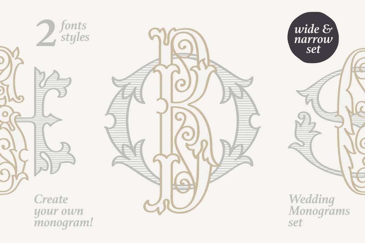 Przykład czcionki Wedding Monograms WideLine