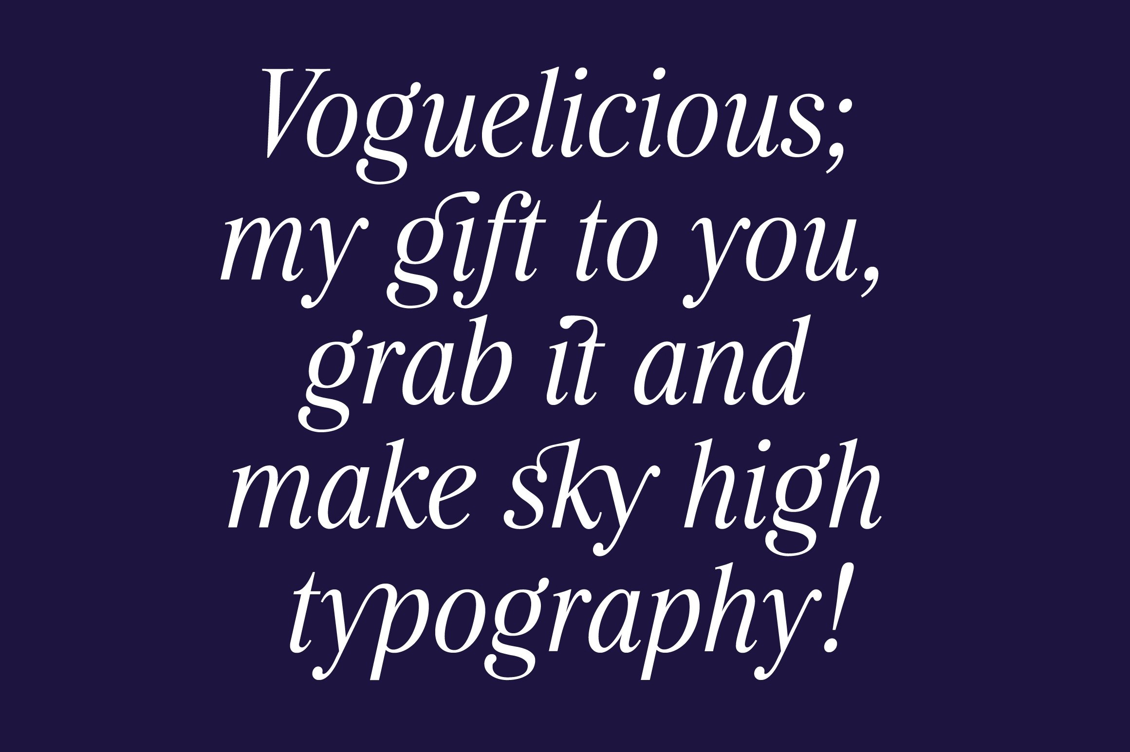 Przykład czcionki Voguelicious Italic