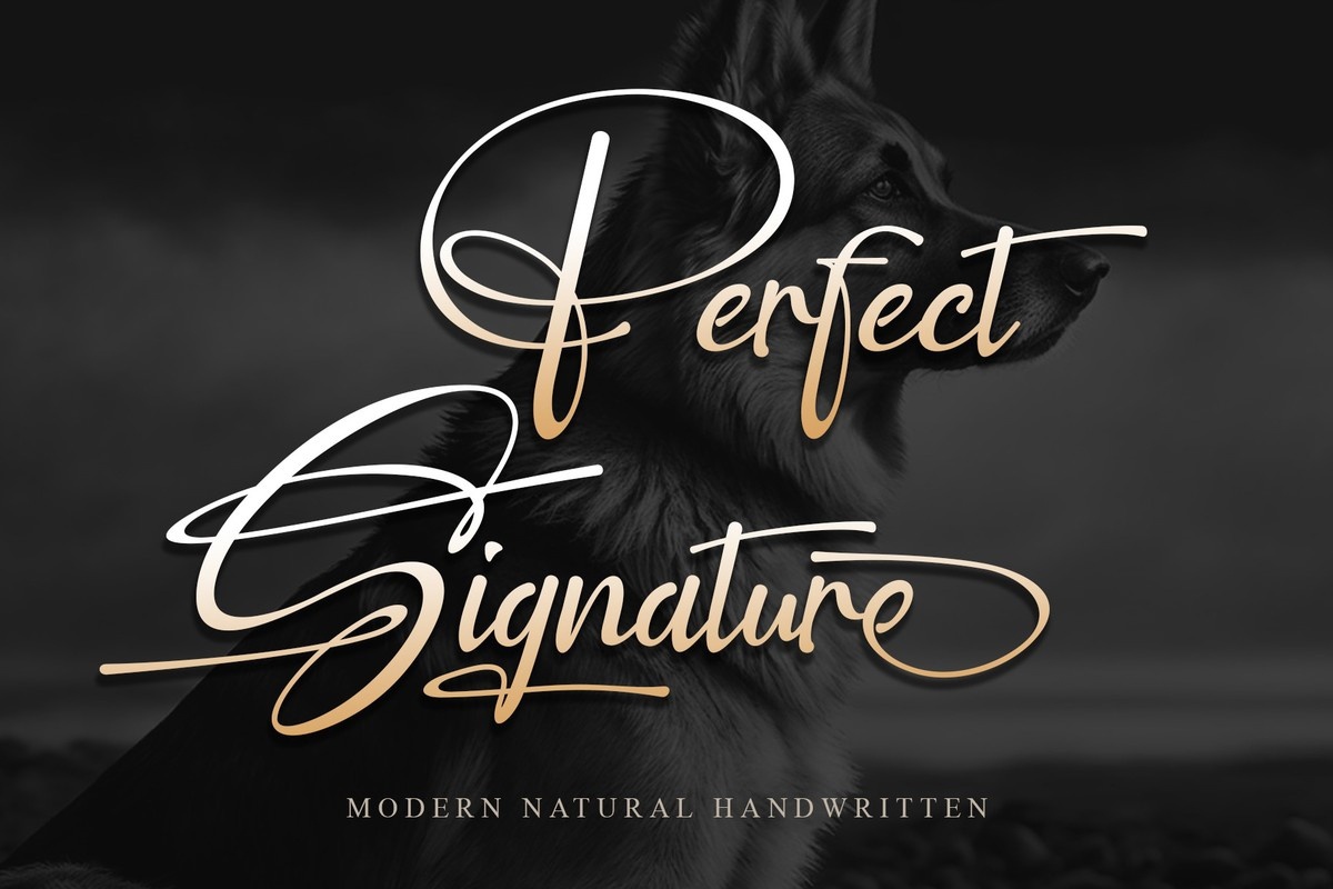 Przykład czcionki Perfect Signature Regular