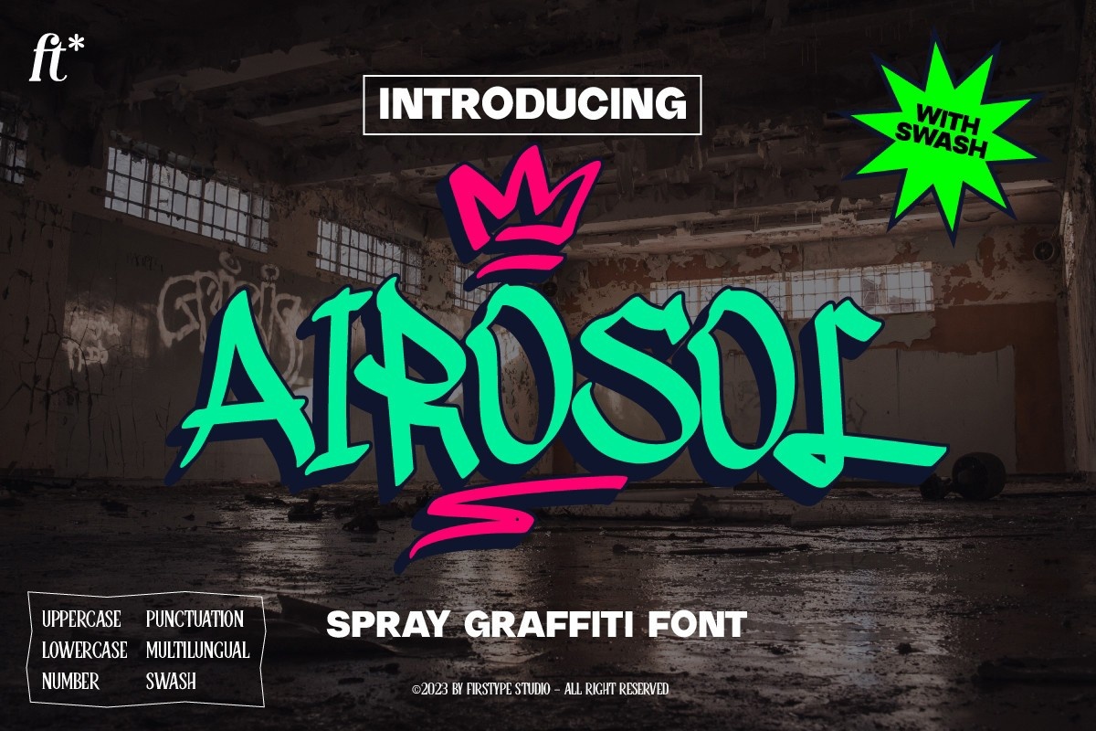 Przykład czcionki Airosol Spray Graffiti Regular