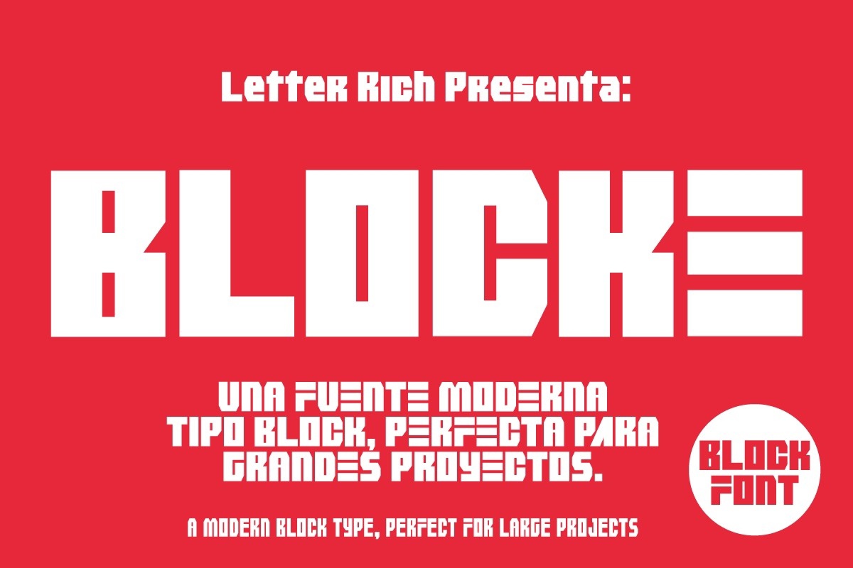 Przykład czcionki Blocke font Ricardo Patiño Regular