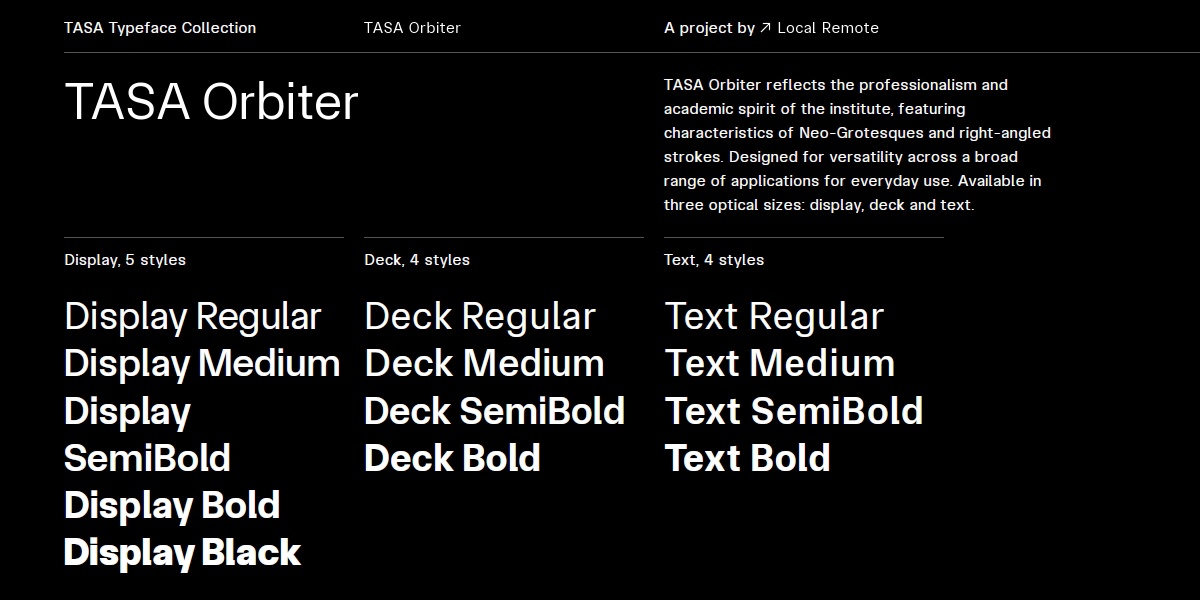 Przykład czcionki TASA Orbiter Deck Regular