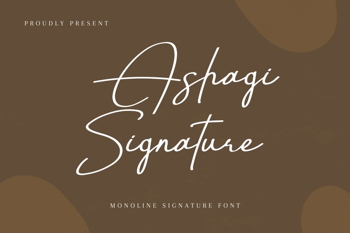 Przykład czcionki Ashagi Signature Regular