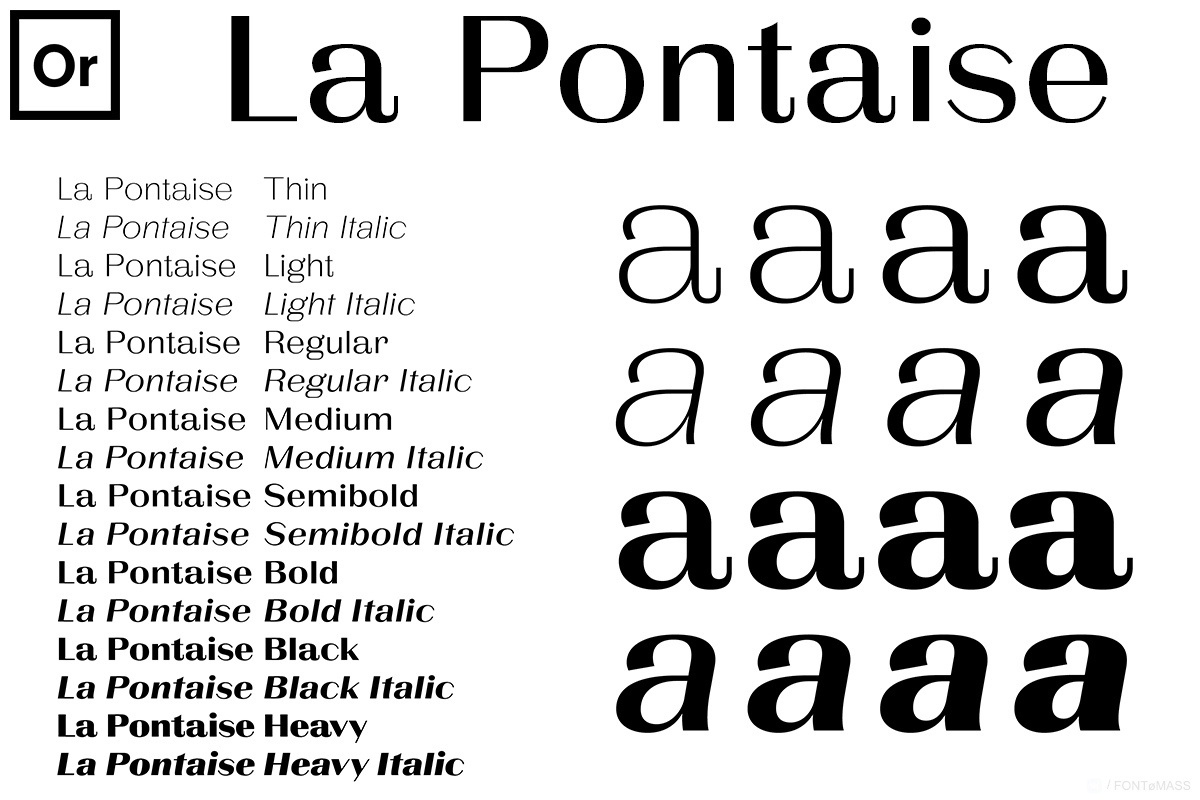 Przykład czcionki La Pontaise Thin Italic