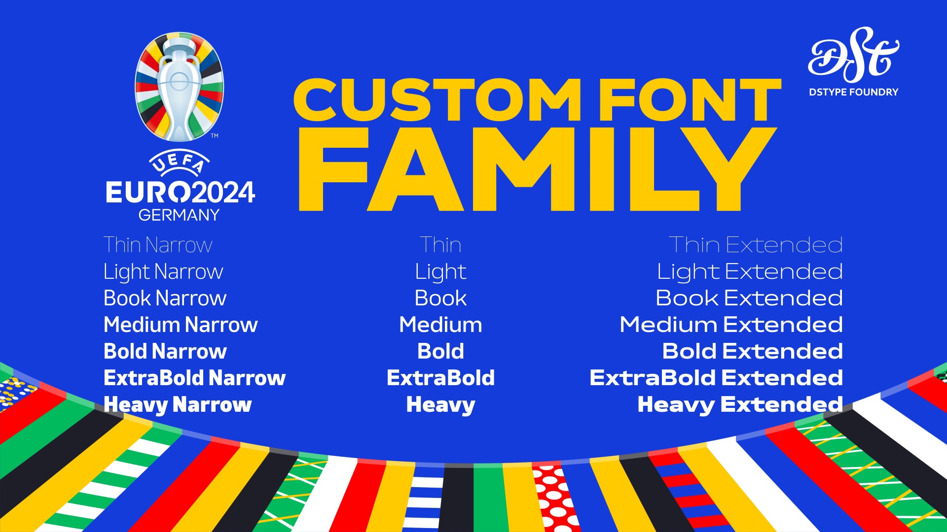 Przykład czcionki UEFA Euro 2024 custom Heavy Narrow