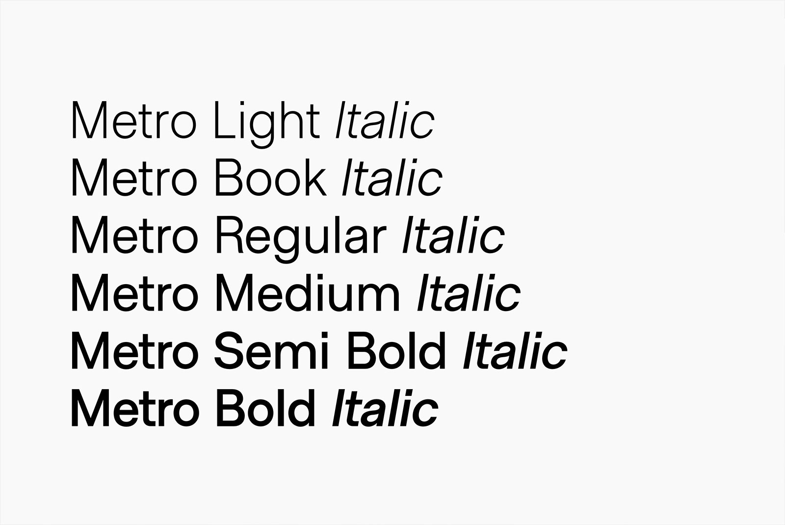 Przykład czcionki Metro Sans