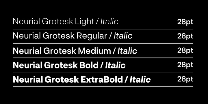 Przykład czcionki Neurial Grotesk Bold Italic