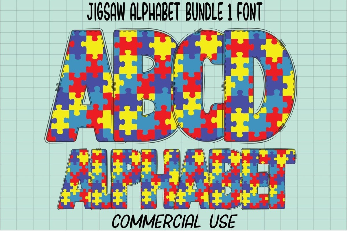 Przykład czcionki Jigsaw Alphabet Regular