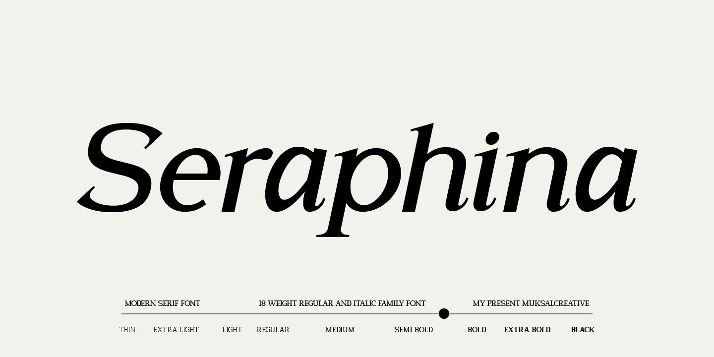 Przykład czcionki Seraphina Extra Light Italic