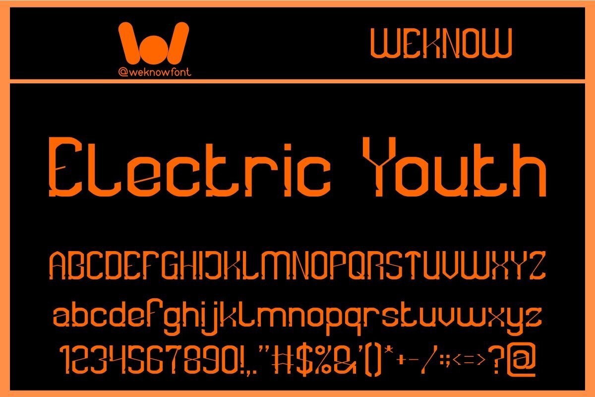 Przykład czcionki Electric Youth