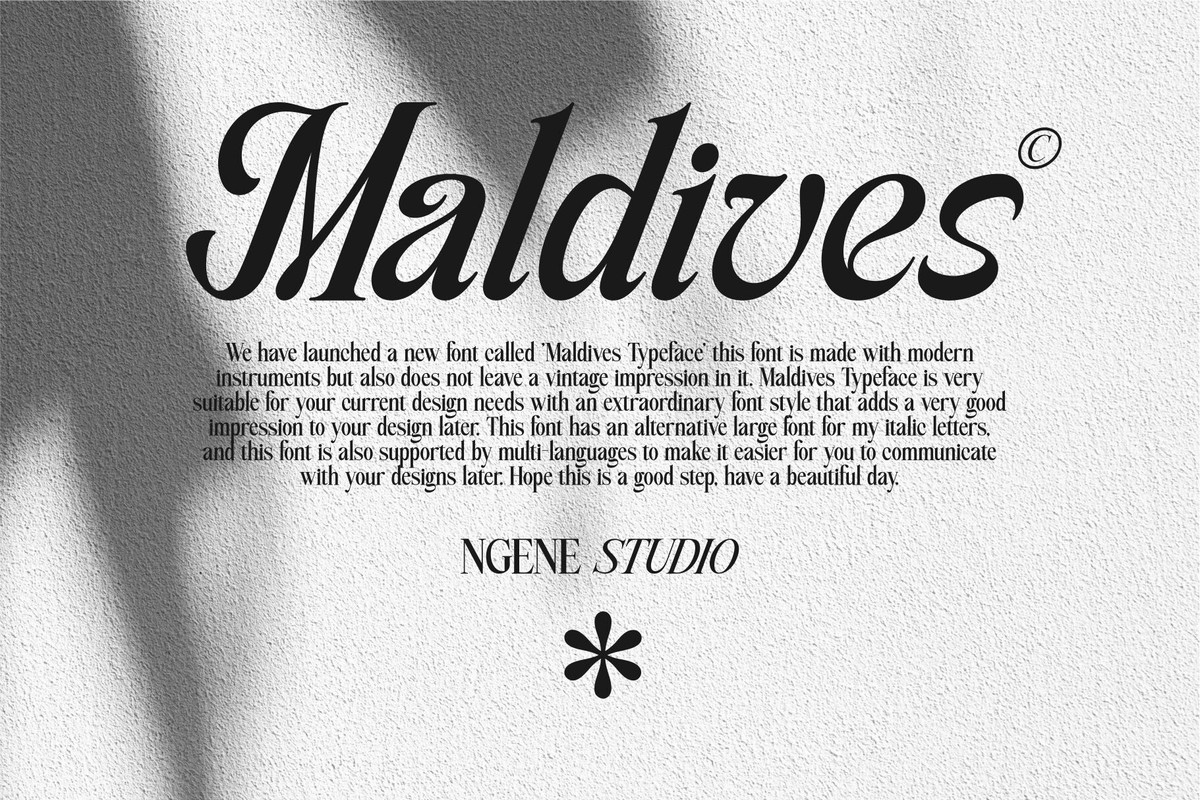Przykład czcionki Maldives Alt Italic