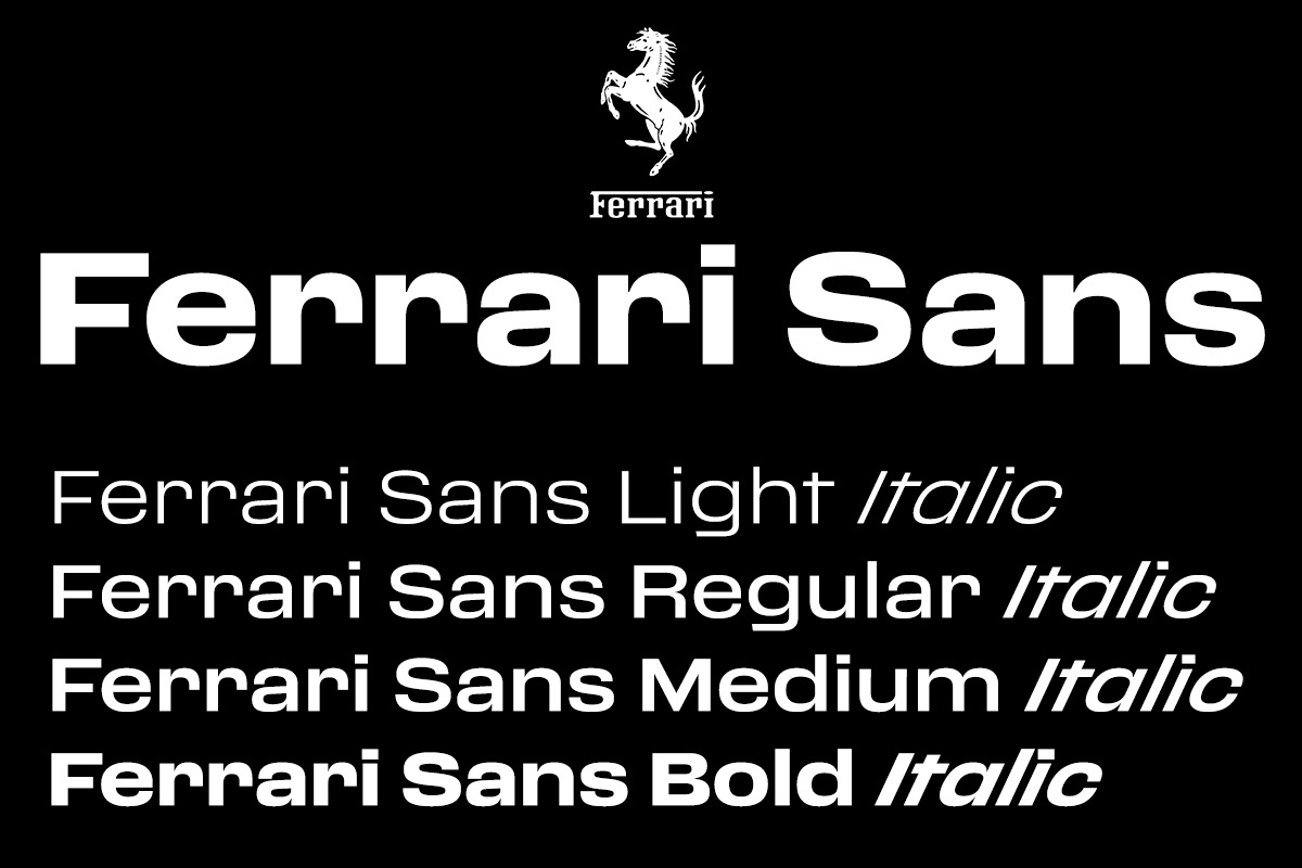 Przykład czcionki Ferrari Sans