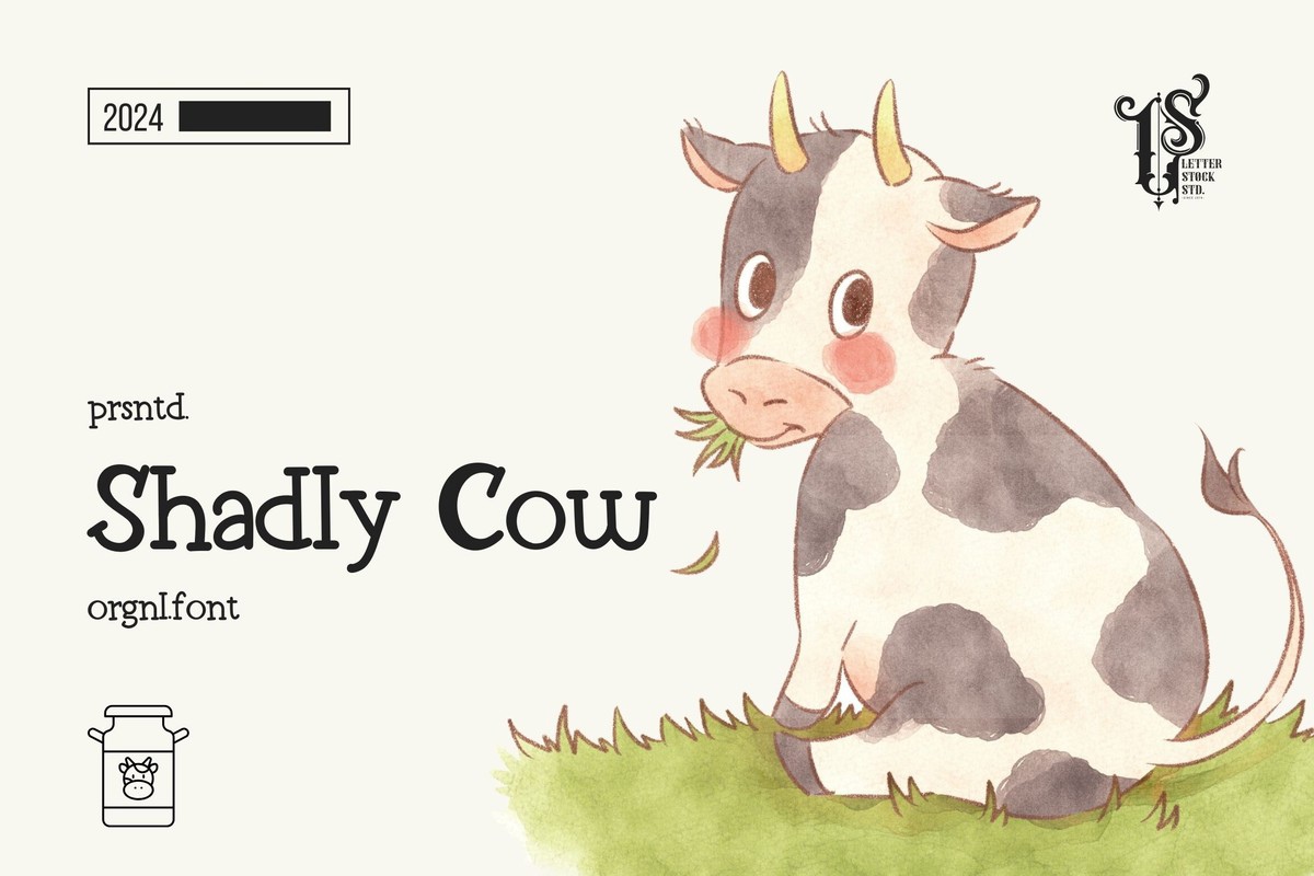 Przykład czcionki Shadly Cow