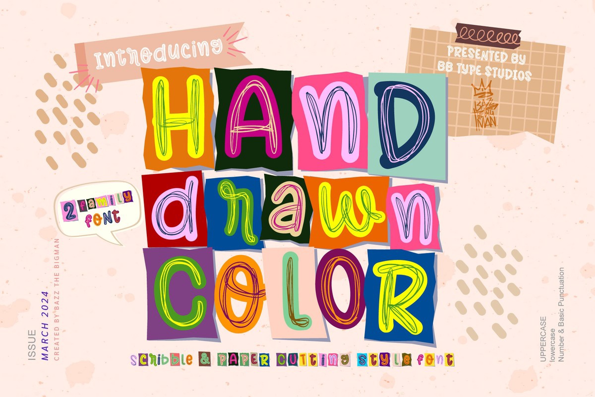 Przykład czcionki Hand Drawn Color