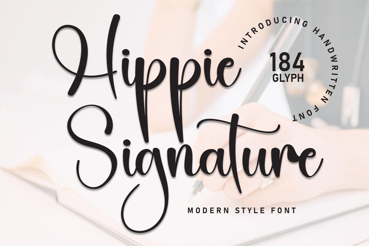 Przykład czcionki Hippie Signature