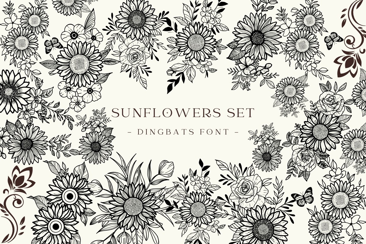 Przykład czcionki Sunflowers Set