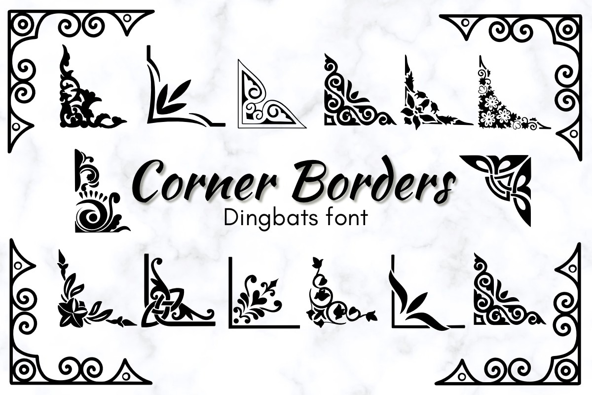 Przykład czcionki Corner Borders Regular