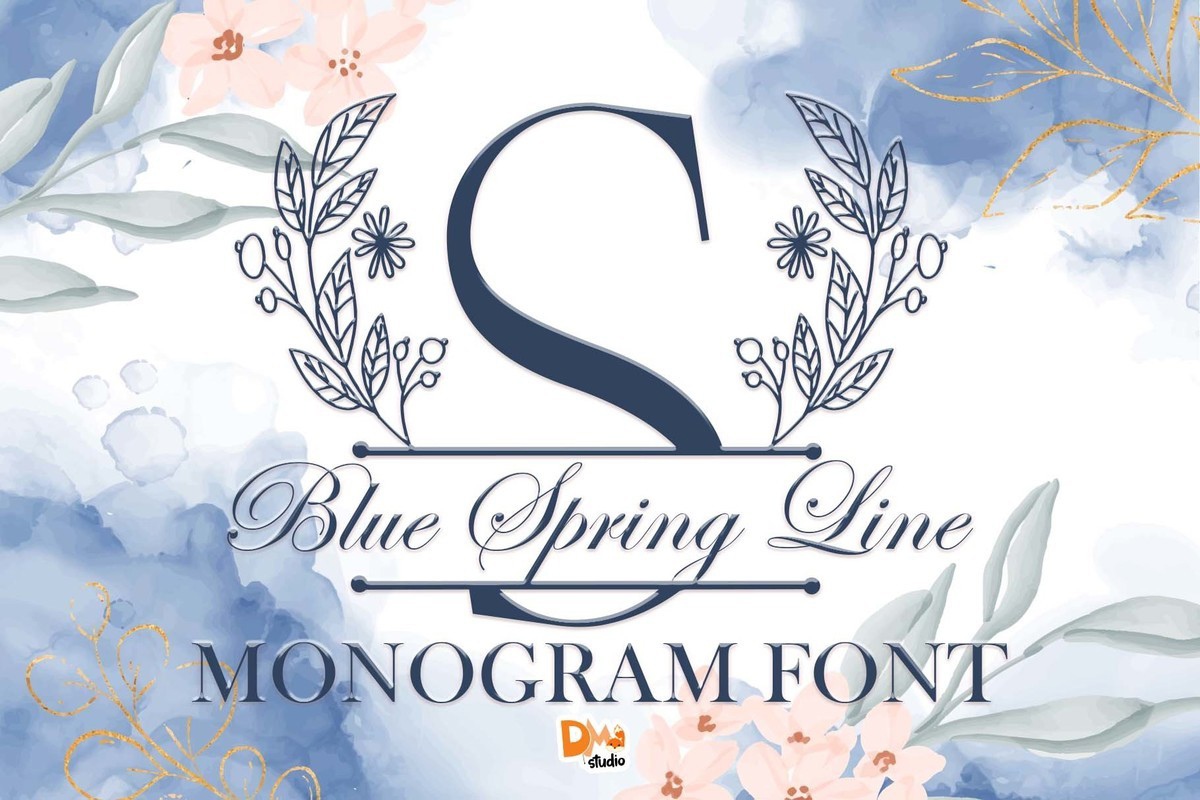 Przykład czcionki Blue Spring Line Monogram Regular