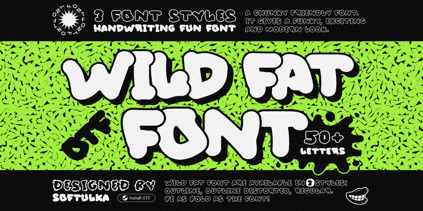 Przykład czcionki Wild Fat Font Outline