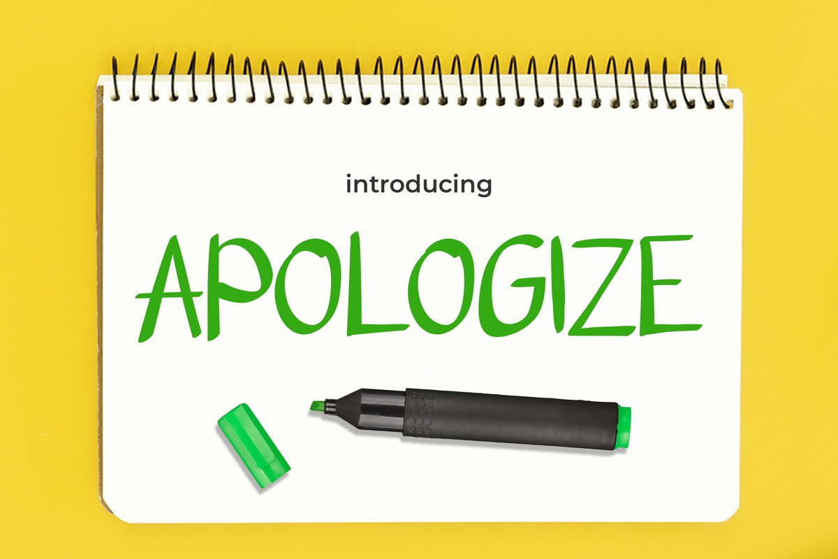 Przykład czcionki Apologize Regular