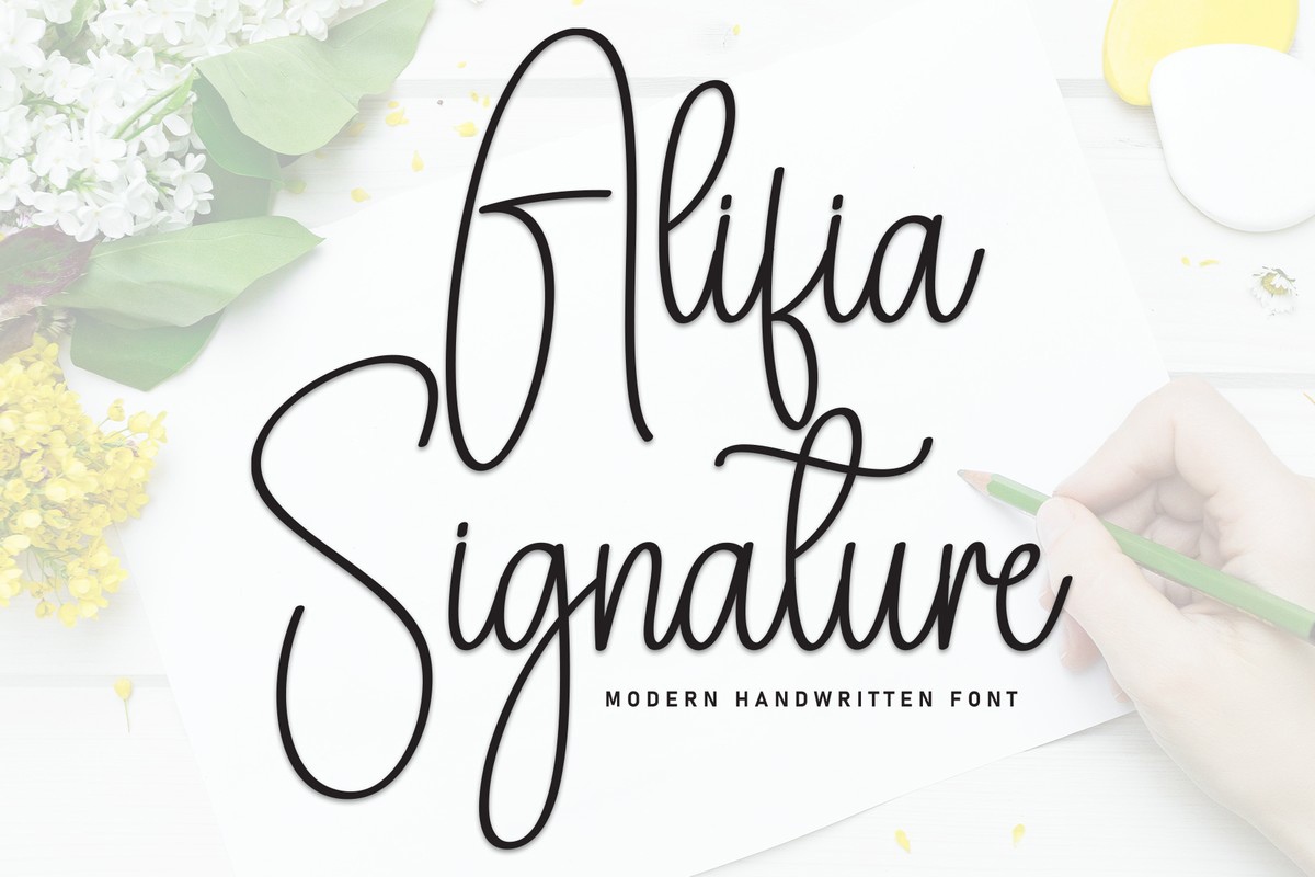 Przykład czcionki Alifia Signature Regular