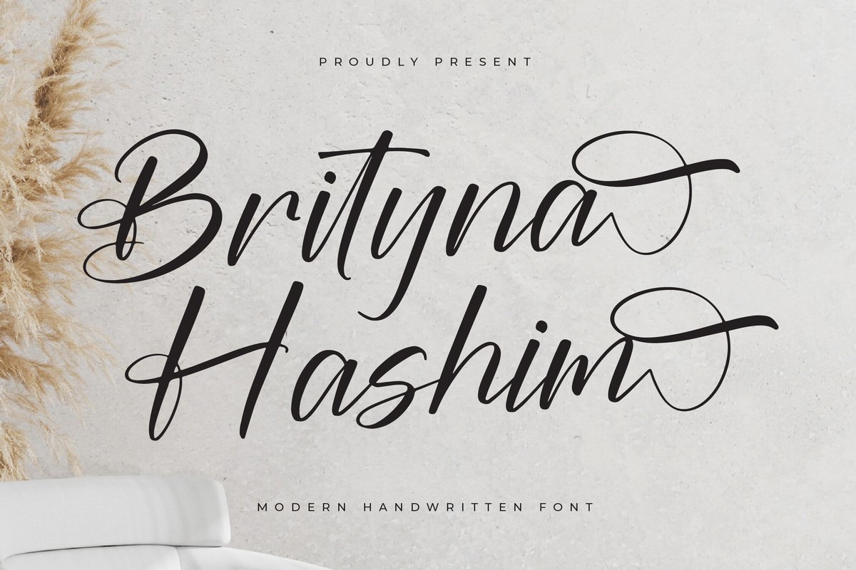 Przykład czcionki Brityna Hashim Italic