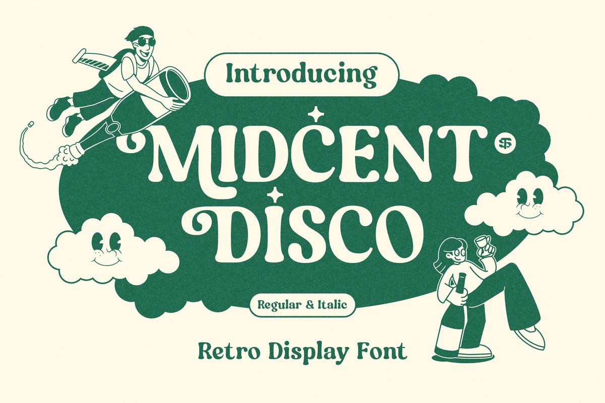 Przykład czcionki Midcent Disco Italic